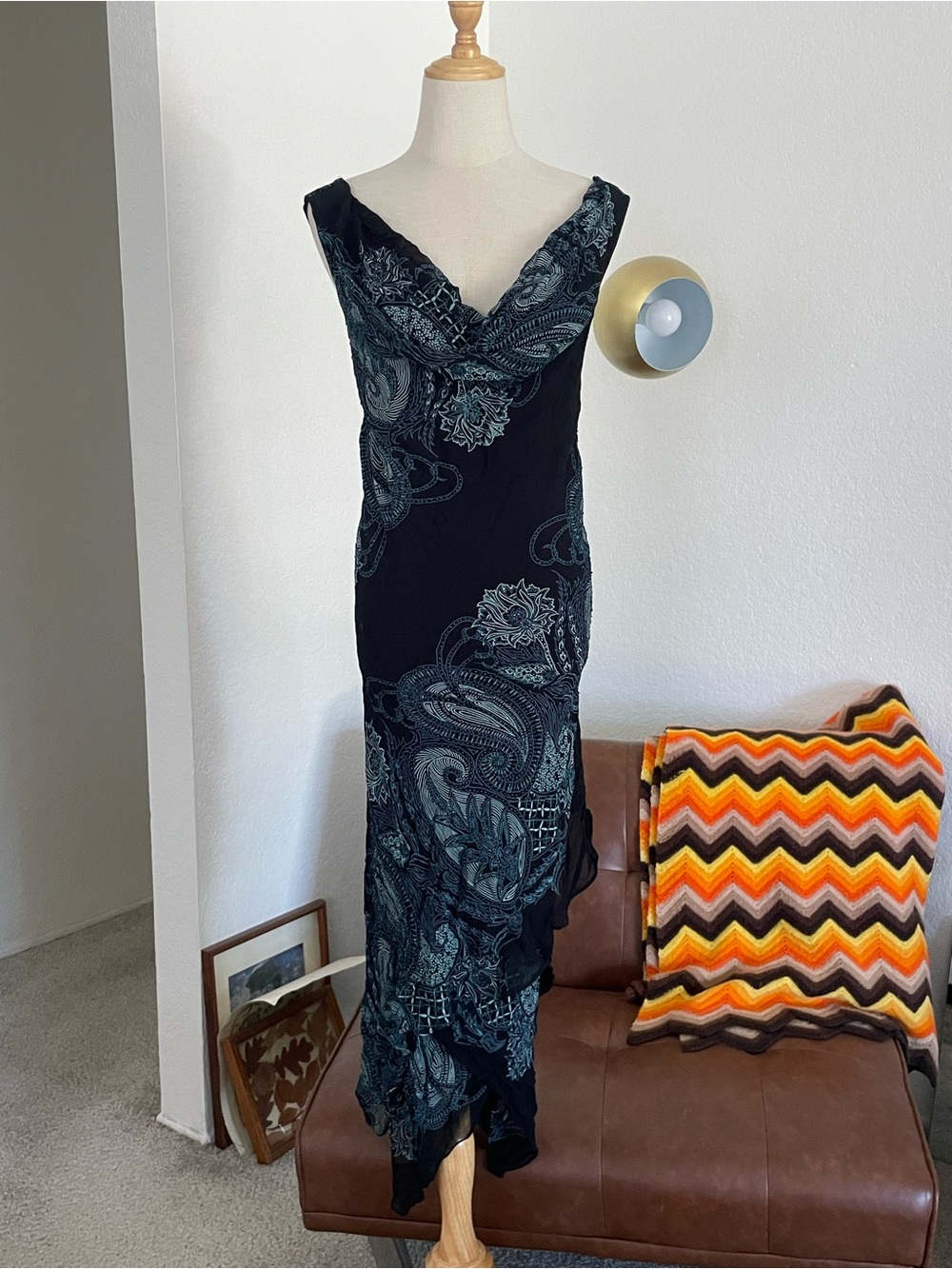 Eva Blue Fairy Whimsigoth Plus Size Paisley Beaded Cowl Dress